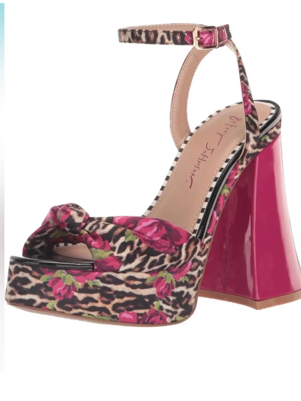 Betsey Johnson Hot Pink Floral Leopard Platform Sandal